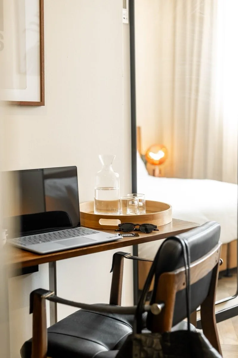 Desk, laptop, a quiet moment.
